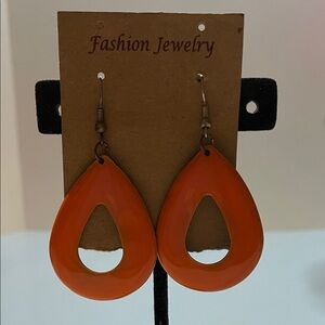 Fashion Jewelry Bright Orange Teardrop Dangle Earrings